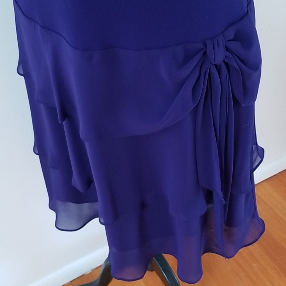 Evan-Pecone purple sleeveless fitted layered dre - Picture 5 of 8